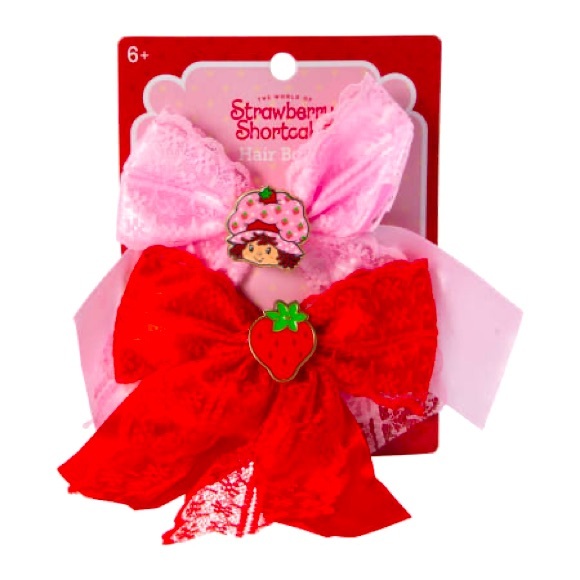 Strawberry Shortcake 2 Pack Lace Hair Bows NWT - Picture 1 of 3